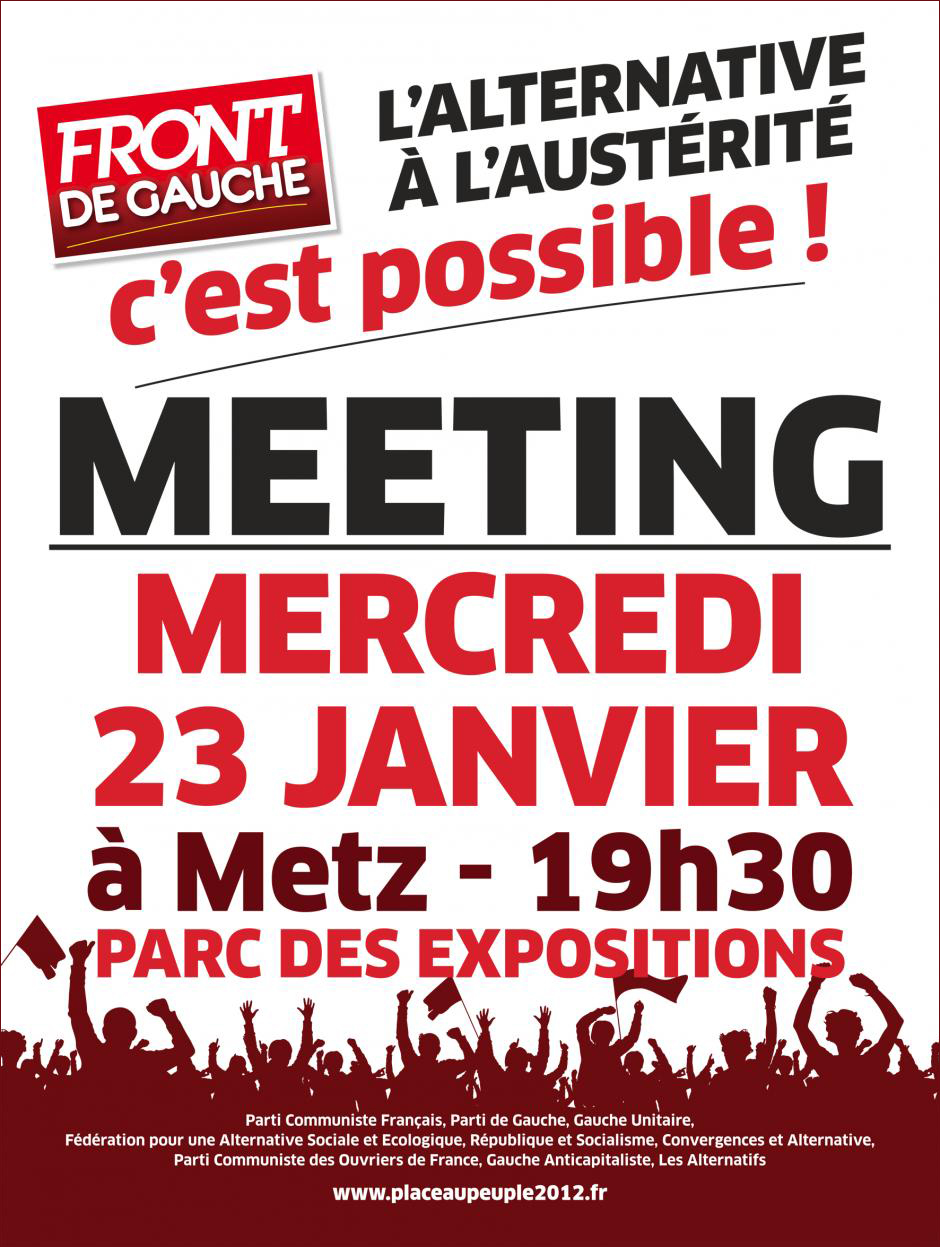 Ce soir, meeting du Front de gauche pour une alternative à l&rsquo;austérité