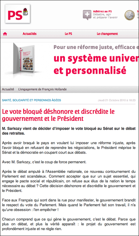 ANI, quand le PS dénonçait le vote bloqué