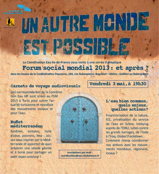 Débat « Forum Social Mondial : les enjeux de l’eau »