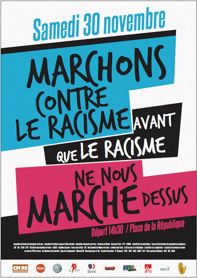 Le 30 novembre, marchons contre le racisme