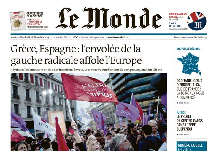 La propagande du Monde contre Syriza et Podemos