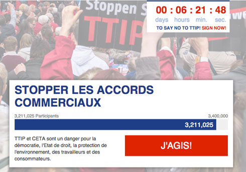 Trois millions de signatures contre le traité transatlantique Tafta/TTIP