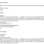 Capture d'écran de l'appel d'offre