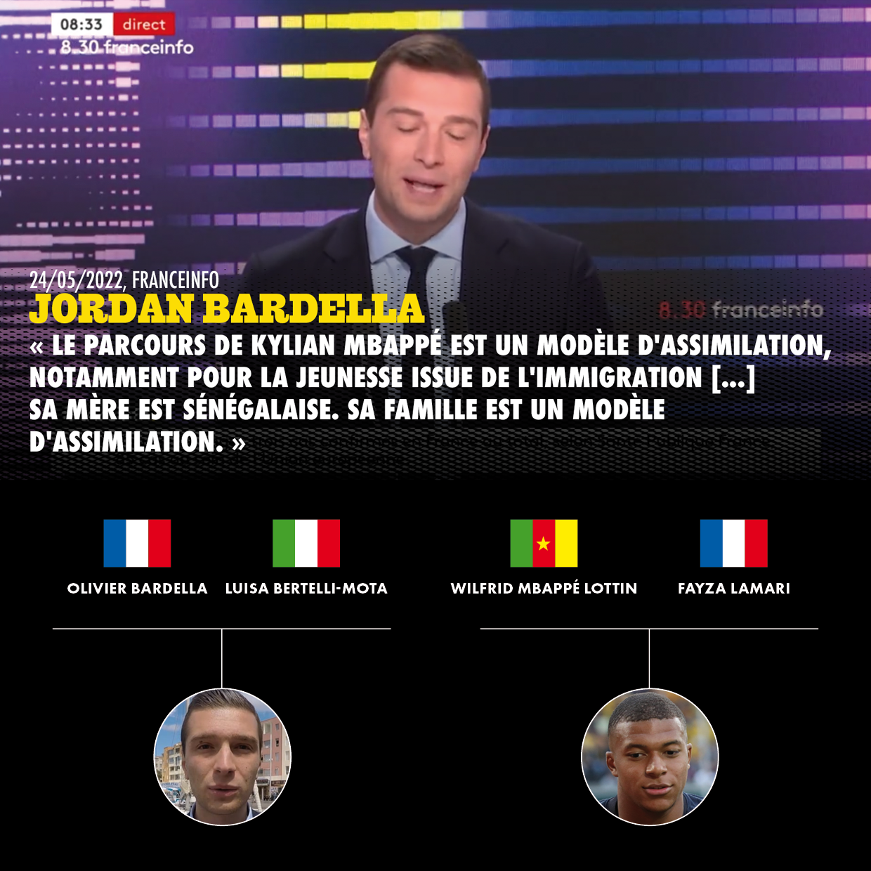 Pour Jordan Bardella, Mbappé est un « modèle d&rsquo;assimilation »